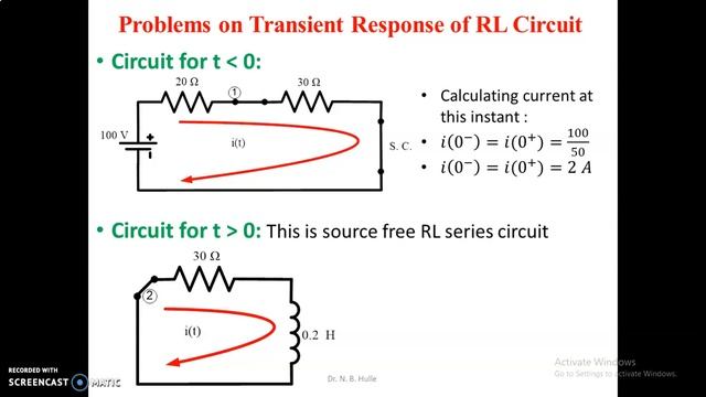 Problems on Transient Response of Source Driven and Source Free RL Circuit by Dr. Nagnath Hulle