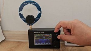 Миниатюрная рамочная КВ антенна. Настраивается в резонанс  от 4 мгц до 24 мгц.  Первое включение.