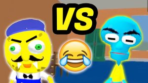 Sponge Neighbor Escape 3D VS Squid Neighbor Sponge's Escape (Funny Moments)