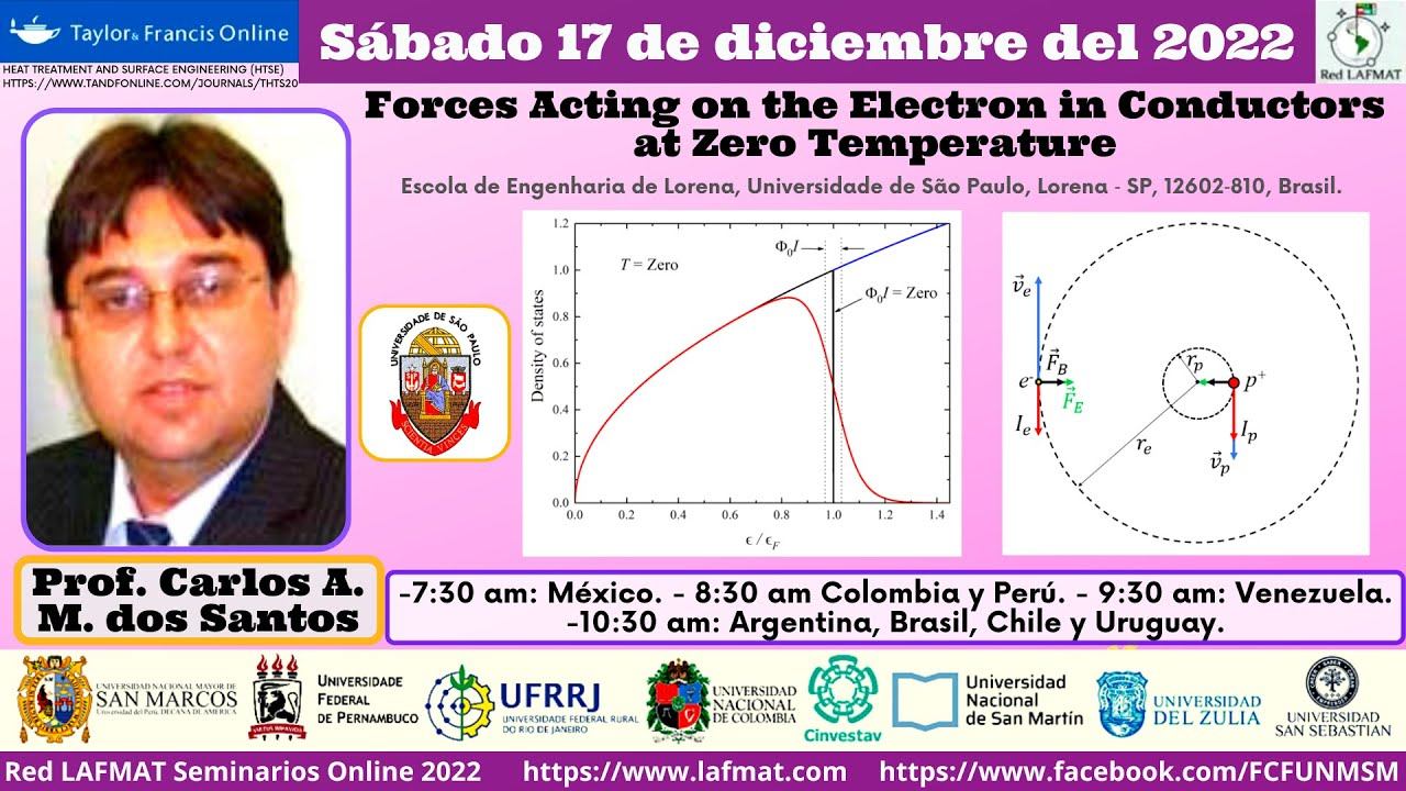 Fuerzas que actúan sobre el electrón en conductores a temperatura cero  Prof. Carlos dos Santos.
