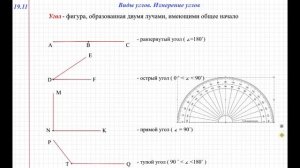 Виды углов.  Измерение углов