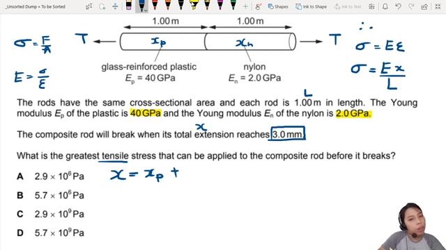 6.2b Ex2 FM20 P12 Q19 Composite Rod Greatest Tensile Stress | A Level 9702 Physics (MJ14 P12 Q21) смотреть онлайн