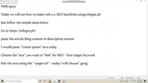 How to make seo backlinks using #telegraph | wowvideos