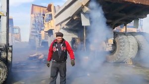 Холодный пуск БелАЗ 7545 и проверка доуконов на теч.