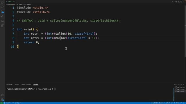 calloc function In C Programming
