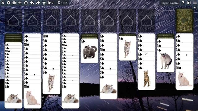 Free Solitaire - Пасьянс Паук 1 масть (23м14с)