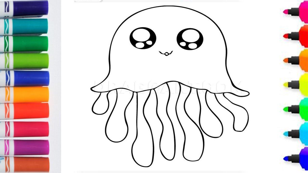 Jellyfish🪼🌈 easy way to drawing and coloring for kids and toddlers| Drawing Basics|sskidstv
