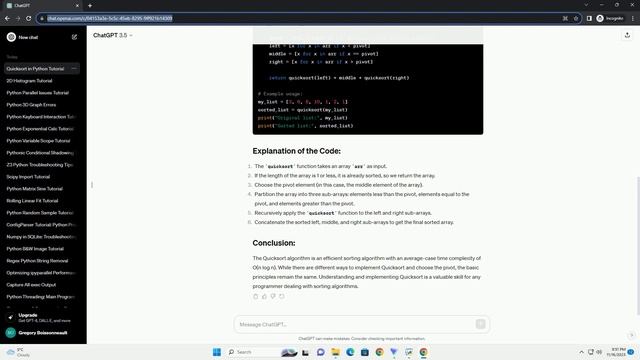 quicksort algorithm in python