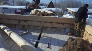 Подготовка к монтажу 5 стены в срубе бани