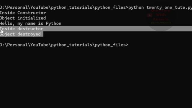 python topics | Destructors in Python | python lectures | python .9 tutorial | Day 21 #python #new