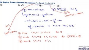 L30: Shortest distance - a point, a line, a circle & another parabola (Using equation of normal)