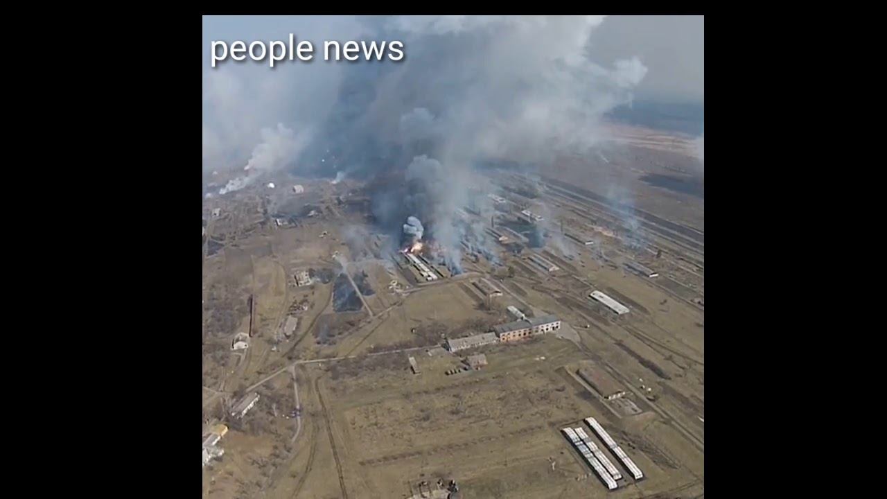 arms depot explosion drone view