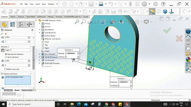 Pattern/Array Linear & Circular Command in Solid works || CAD/CAM Tutorial || COGNITION
