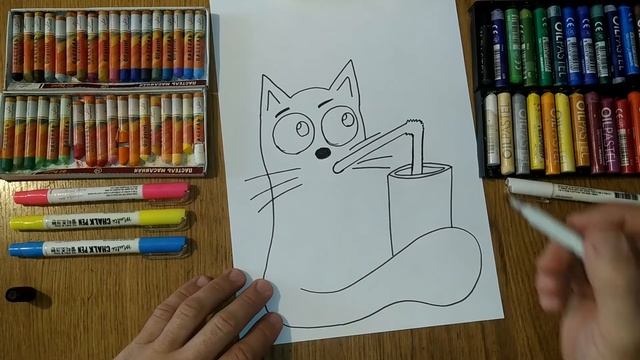 Как нарисовать Кота с Лимонадом / Урок Рисования / How to draw a cat with lemonade / Drawing Lesson смотреть онлайн