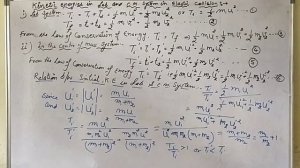 Kinetic Energy in Lab and Centre of Mass System in Elastic Collision