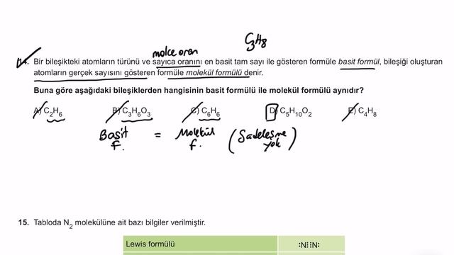 12. Sınıf Kimya 4. Tekrar Testi - 2. Bölüm / Matedor Akademi Kimya