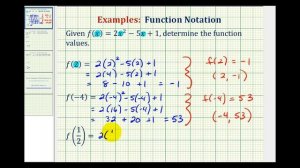 Ex 1:  Determine Function Values Given a Quadratic Function