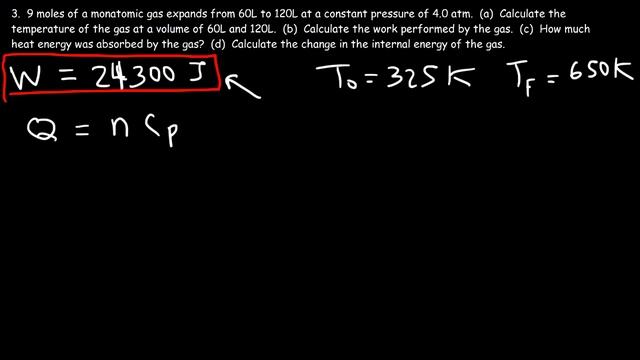 Isobaric Process Thermodynamics - Work & Heat Energy, Molar Heat Capacity, & Internal Energy