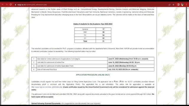 NIPGR- Admission to Ph.D. Programme for 2022-2023