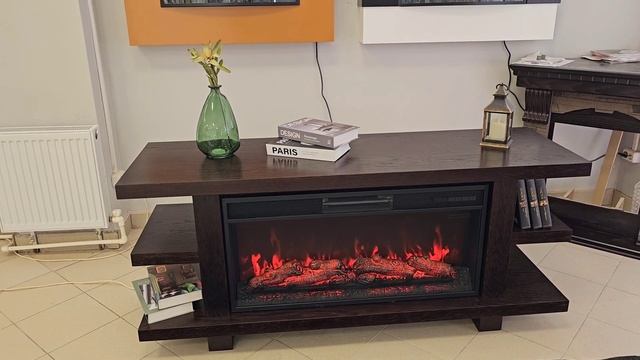 LONG широкий электрокамин с открытыми боковыми полками смотреть онлайн