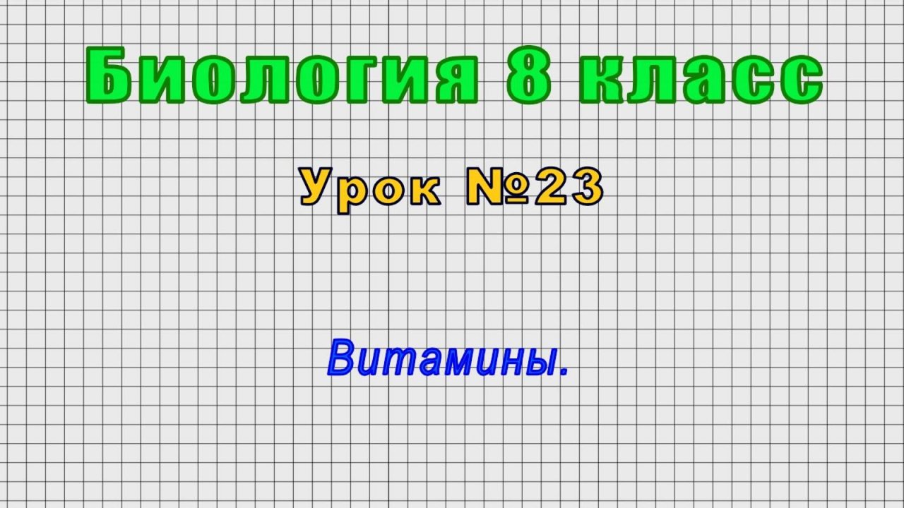 Биология 8 класс (Урок№23 - Витамины.)