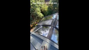 Монтаж в стеклянную кровлю люков  с электроприводами на дистанционном управлении