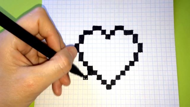Как Рисовать Сердечко - Рисунки по Клеточкам ♥ How to Draw a Heart - Pixel Art