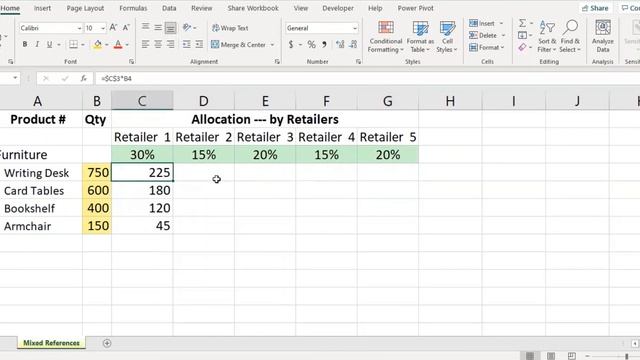 Excel Learning -  Mixed Reference in Excel