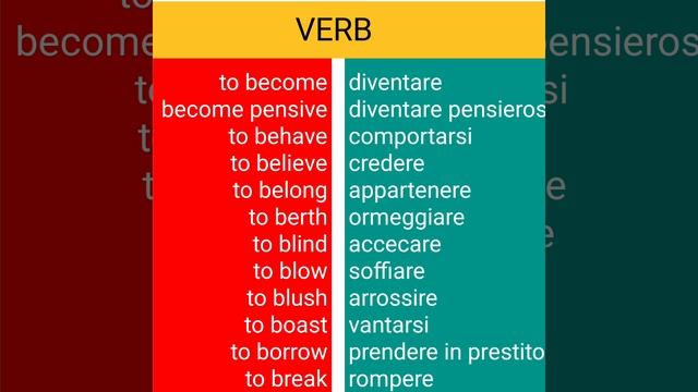 verb | learn italian | italian vocabulary