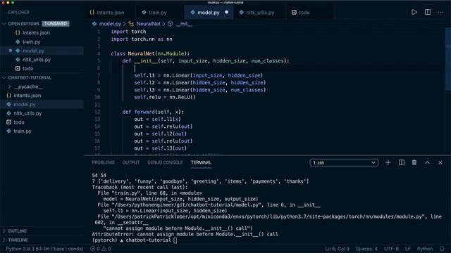 Chat Bot With PyTorch - NLP And Deep Learning - Python Tutorial (Part 3) смотреть онлайн