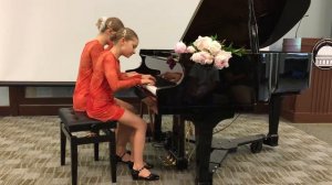 J.S. Bach Scherzo (Шутка) piano duet by Diana & Linda Nichvoloda