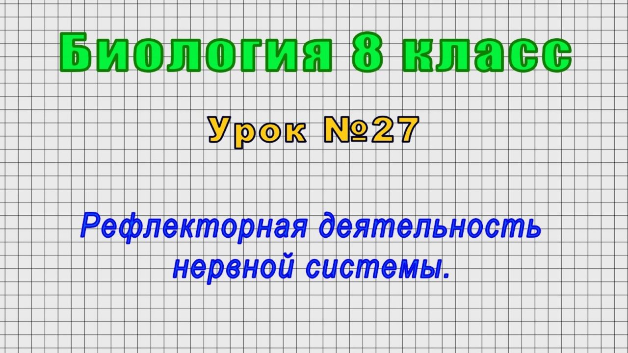 Биология 8 класс (Урок№27 - Рефлекторная деятельность нервной системы.)