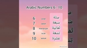 Arabic numbers 6-10