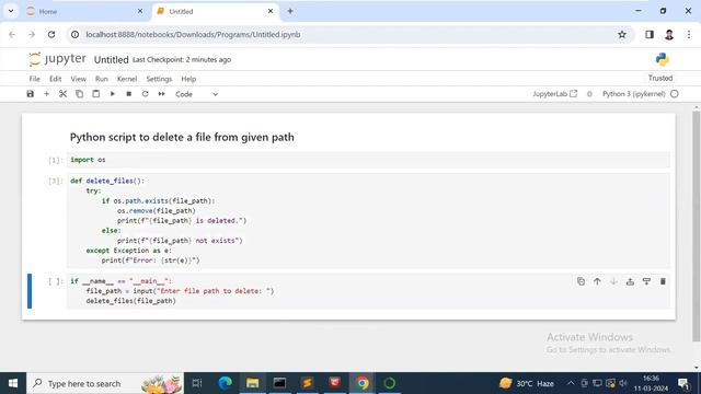 Delete a File using Python Script | Leisure Codes