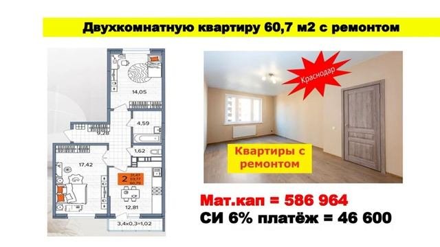 Купить квартиру за материнский капитал Обзор квартир Краснодар #купитьквартиру #квартирысремонтом