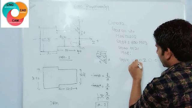 How to find out Angle in CNC programming | How to make facing program | How to make CNC program ||