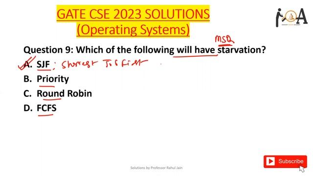 GATE CS 2023 Solutions | Operating System | Starvation in Scheduling Algorithm, Detailed Explanatio