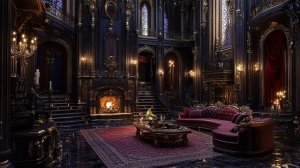 Dark Gothic Parlor Room on Rainy Night Dark Academia Piano Cello Violin Music for Study_Read