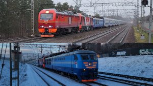 Испытания скоростного поезда Аврора под тягой ЭП2К и ЧС6