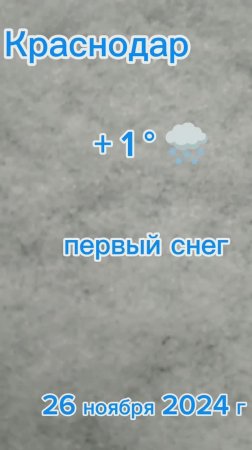 Краснодар - первый снег + 1° - 26 ноября 2024 г.