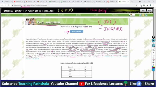 NIPGR Ph.D. Admission for 2021-2022