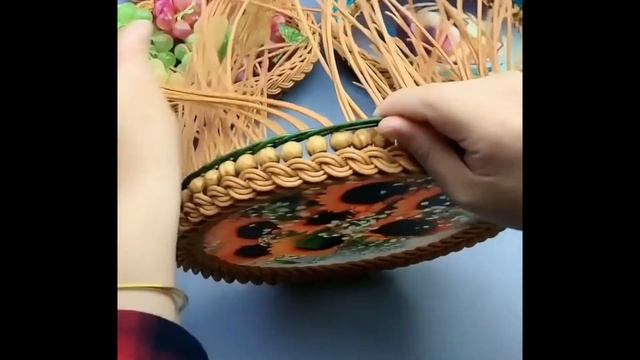 Weave Basket Tutorial 藤条编织水果盘子教程! #手工 #藤编 #DIY