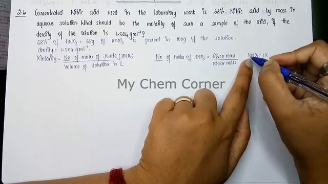 Concentrated nitric acid used in laboratory work is 68% nitric acid by mass in aqueous solution.