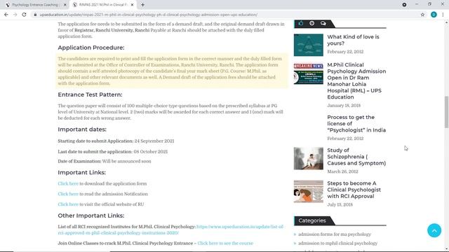 RINPAS Ph.D. and M.Phil Clinical Psychology Admission 2021/2022 – How to Apply