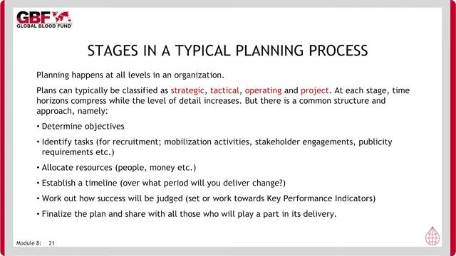 Global Blood Fund - Video 8 - FORECASTING, PLANNING AND BUDGETING - Donor Recruiter Education смотреть онлайн