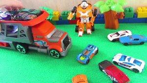 Автовоз, игрушечные машинки Хот Вилс и Тобот X. Гонки Хот Вилс. Игрушки для детей