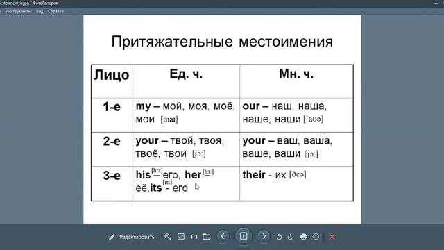 притяжательные местоимения