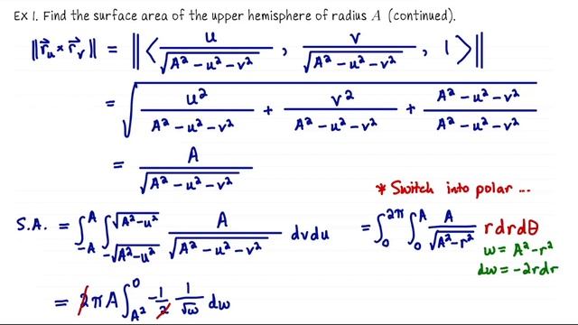 Surface Area with a Surface Integral, Multivariable Calculus
