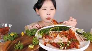 노랑이 와쪄연💛 노랑가오리찜 노랑가오리애 먹방 Steamed Yellow Stingray & Liver [eating show] mukbang korean food
