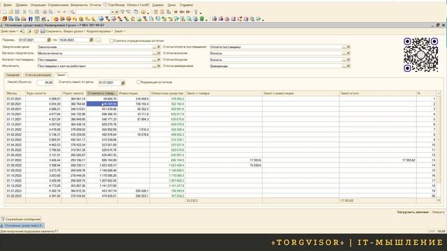 1С обработка для расчёта суммы выплаты закята для розничного магазина